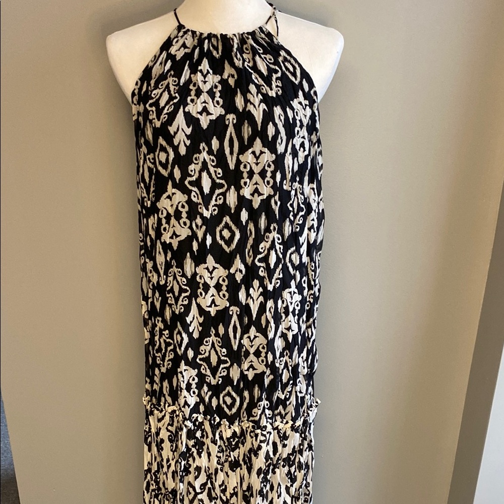 Zara Black and White Halter Maxi Dress for Weddings
